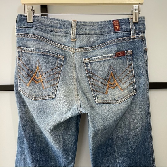 [28] 7 Of All Mankind Ombre Wide Leg Flare Denim Blue Jean Women’s #115561 - Picture 7 of 13